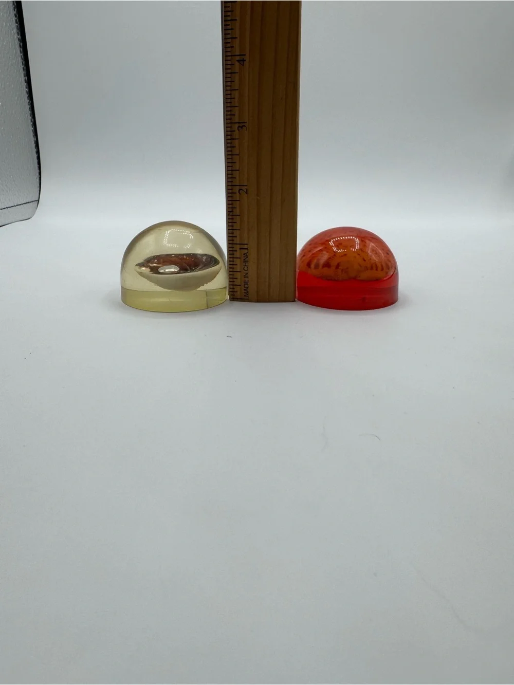 2 Vintage Acrylic Lucite Nautical Ocean Beach Seashells Paperweight